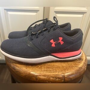 Under Armour women’s size 8.5 golf shoes navy and pink